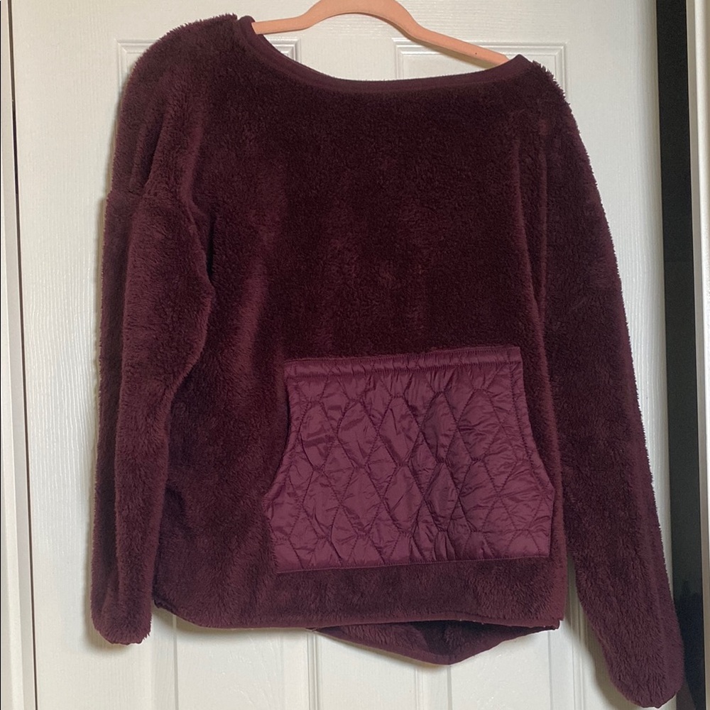 JoyLab. MAROON Sweatshirt with Plush Knit Contrast